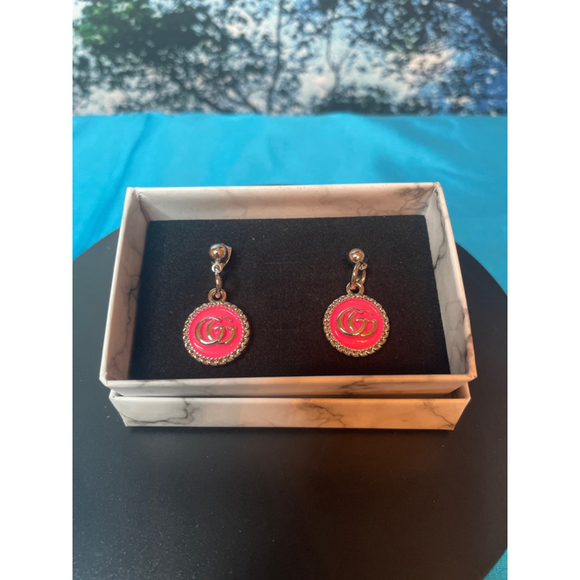 Gucci Pierced Earrings Pink and Gold New in Gift Box - Picture 1 of 5